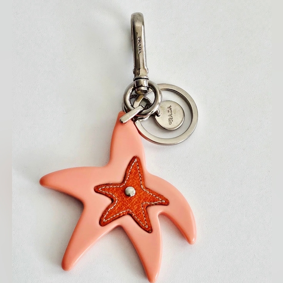 Prada Peach Orange Starfish Bag Charm / Key Chain